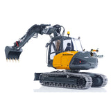LESU Metal 1/14 Hydraulic RC Excavator MC15 4 Arms Remote Control Digger Model 9 Ways Valve Dual Pumps Light Sound Radio Battery