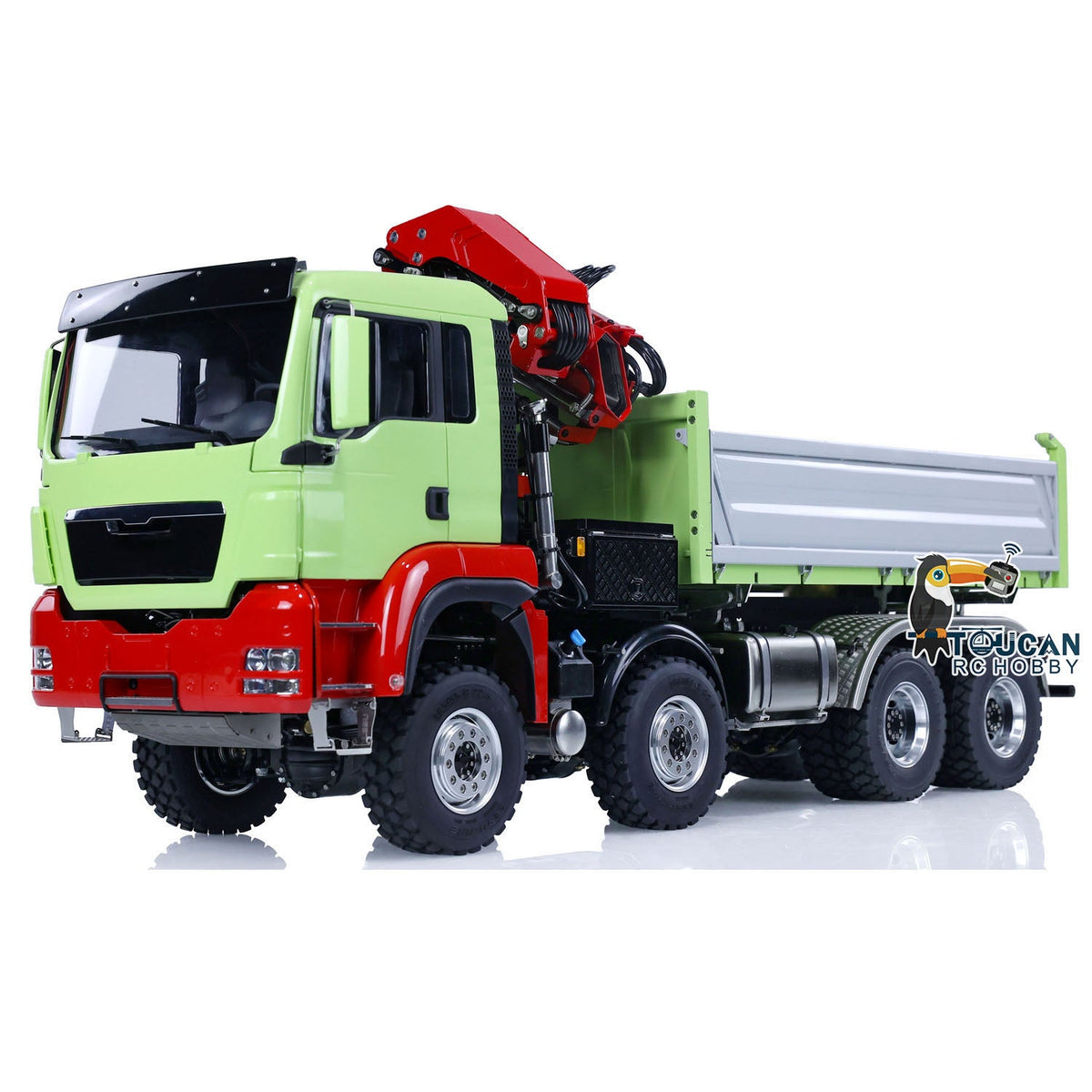 TOUCAN RC HOBBY LESU 1/14 8X8 RC Hydraulic 3-Ways Dumper Truck for Remote Control Crane 2Speed Gearbox Tipper W/ Sound Light ESC Servo