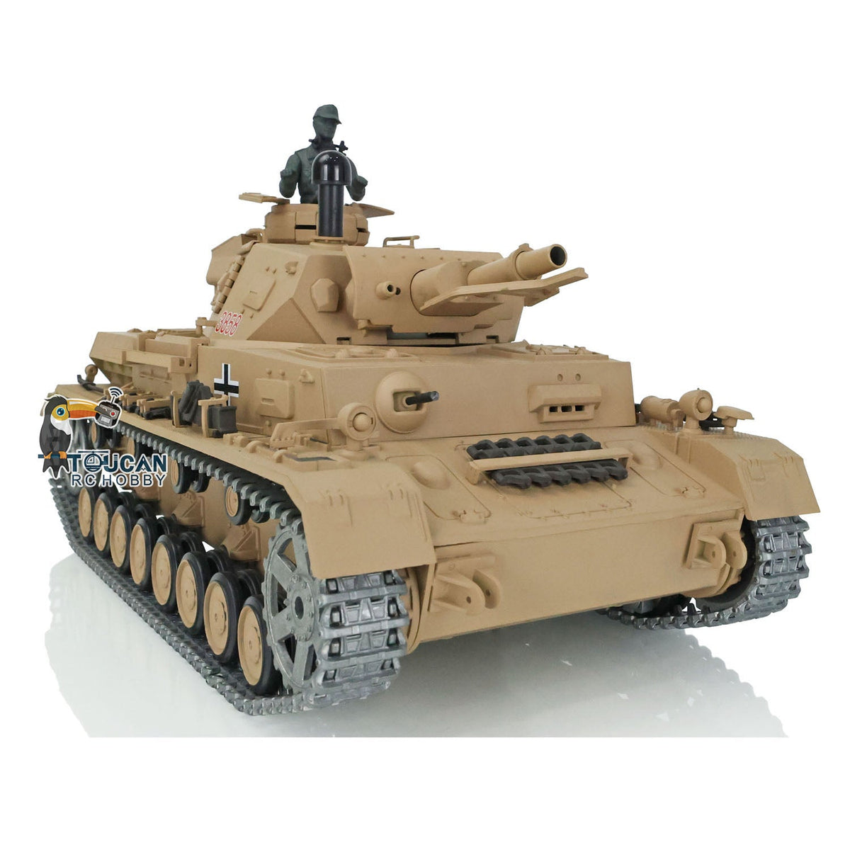 Henglong 1/16 TK7.0 Promotion German Panzer IV F 3858 RTR RC Tank 360 Degrees Turret Smoke IR BB Metal Barrel Sprockets Idlers Wheels Tracks Gearbox