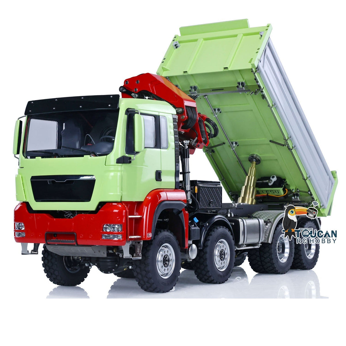 TOUCAN RC HOBBY LESU 1/14 8X8 RC Hydraulic 3-Ways Dumper Truck for Remote Control Crane 2Speed Gearbox Tipper W/ Sound Light ESC Servo