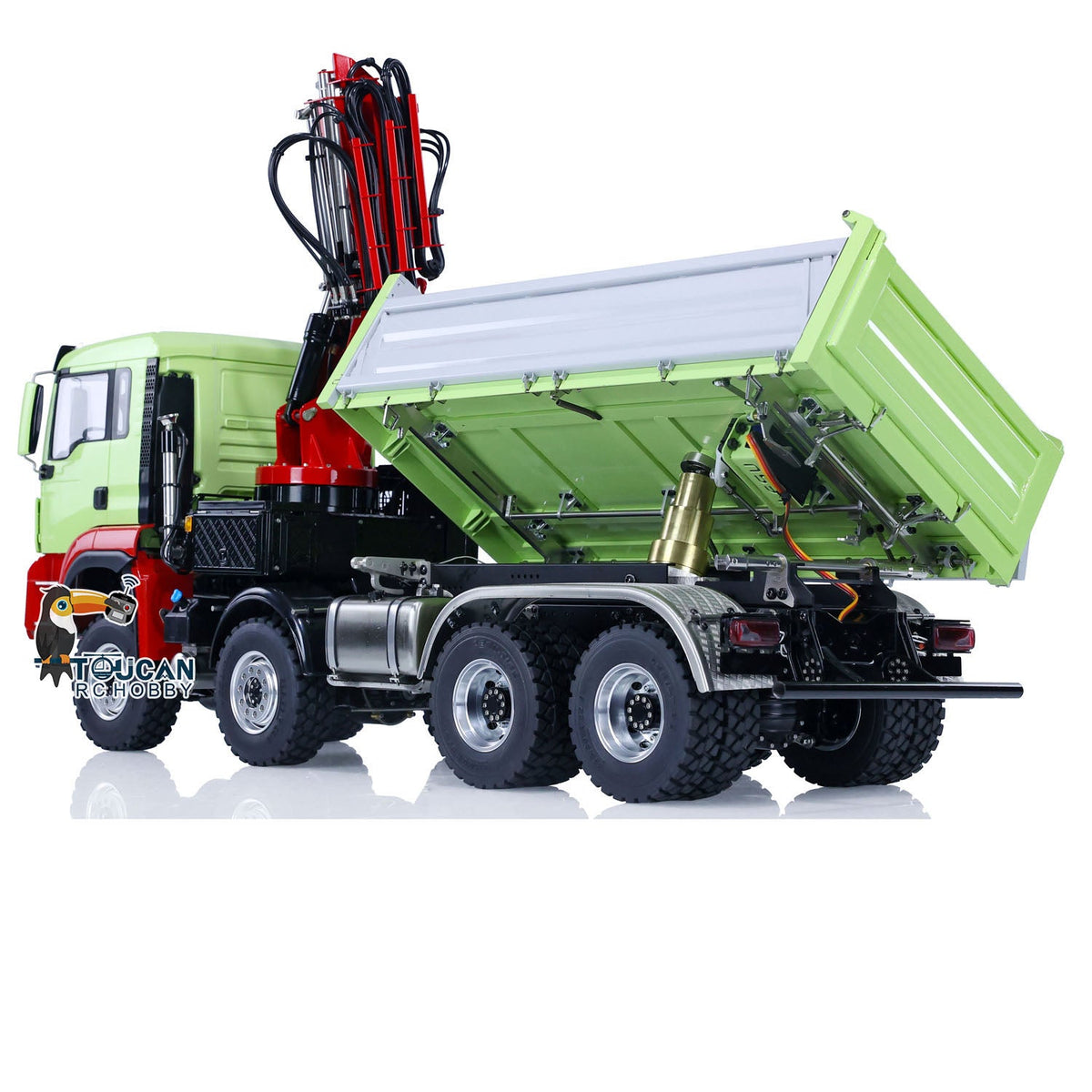 TOUCAN RC HOBBY LESU 1/14 8X8 RC Hydraulic 3-Ways Dumper Truck for Remote Control Crane 2Speed Gearbox Tipper W/ Sound Light ESC Servo