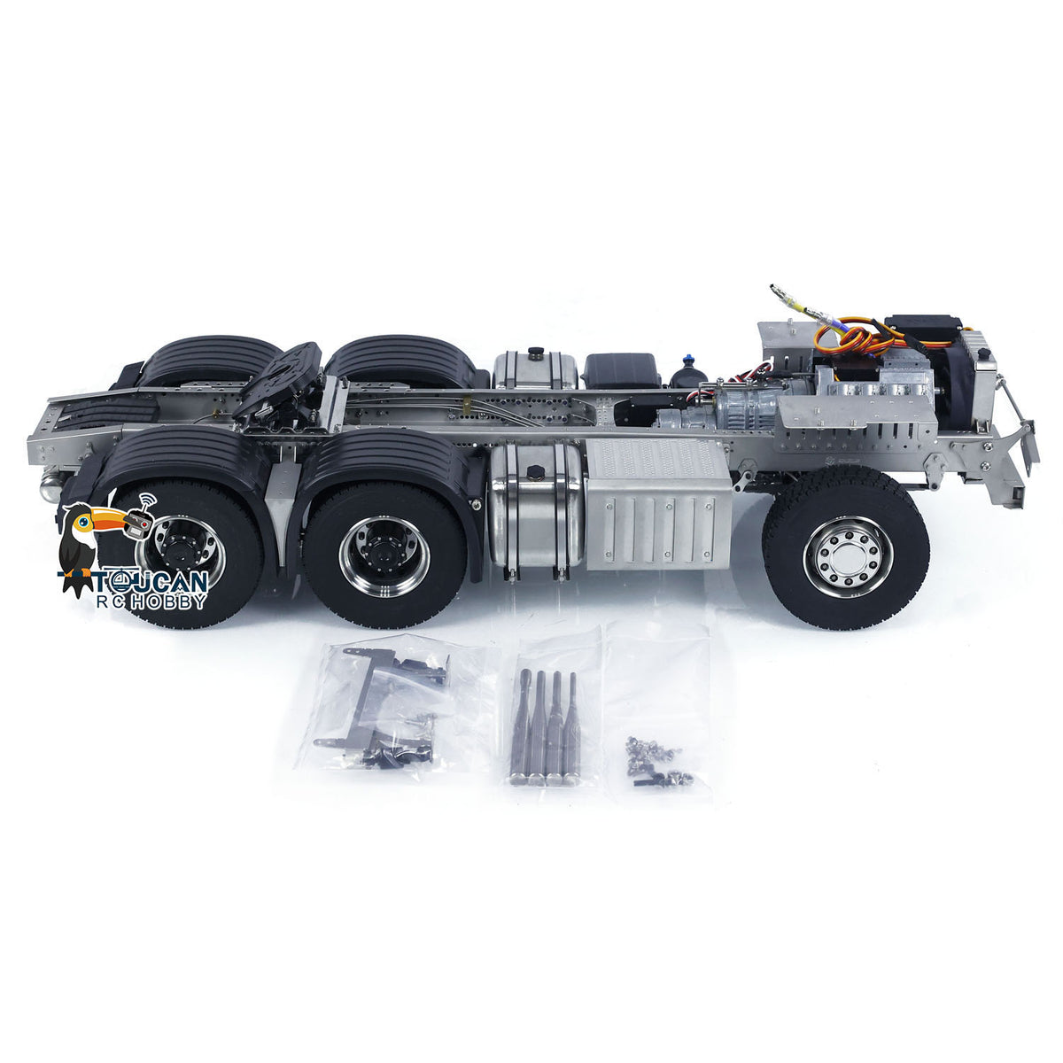 Metallchassis 6x6 3-Gang-Getriebe für 1/14 RC Traktor Ferngesteuerter LKW 3363 Automodell Differentialsperre Achsen