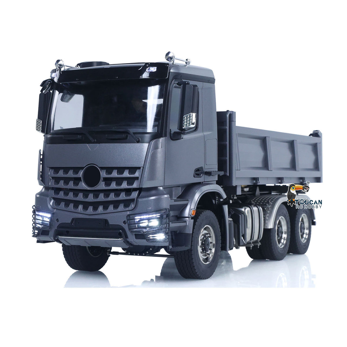1/14 Hydraulischer RC-Muldenkipper 6x6 Metall-Funksteuerungs-Kipperwagen 3-Gang-Getriebe mit Licht-Soundsystem Differentialsperre Achsen