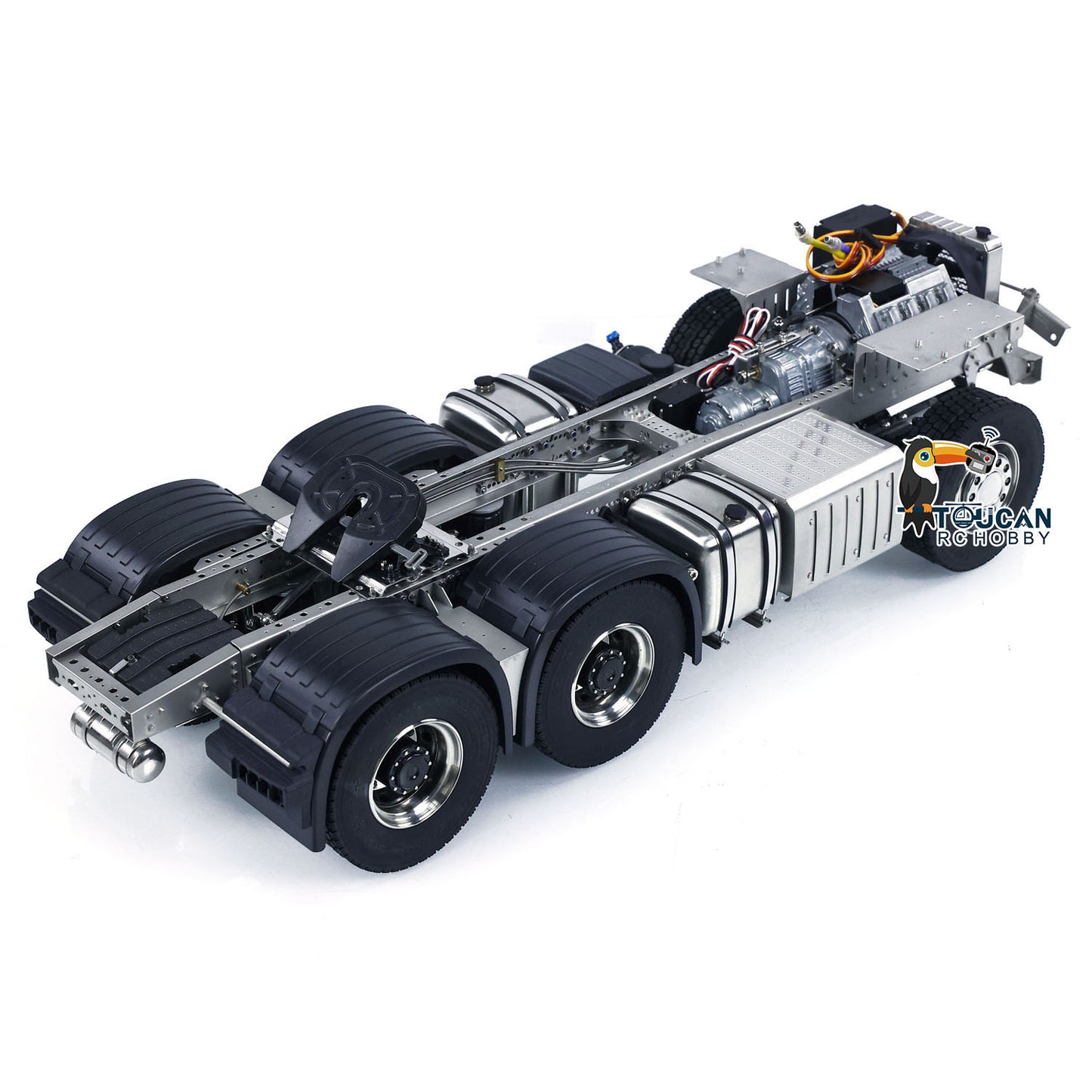 Metallchassis 6x6 3-Gang-Getriebe für 1/14 RC Traktor Ferngesteuerter LKW 3363 Automodell Differentialsperre Achsen