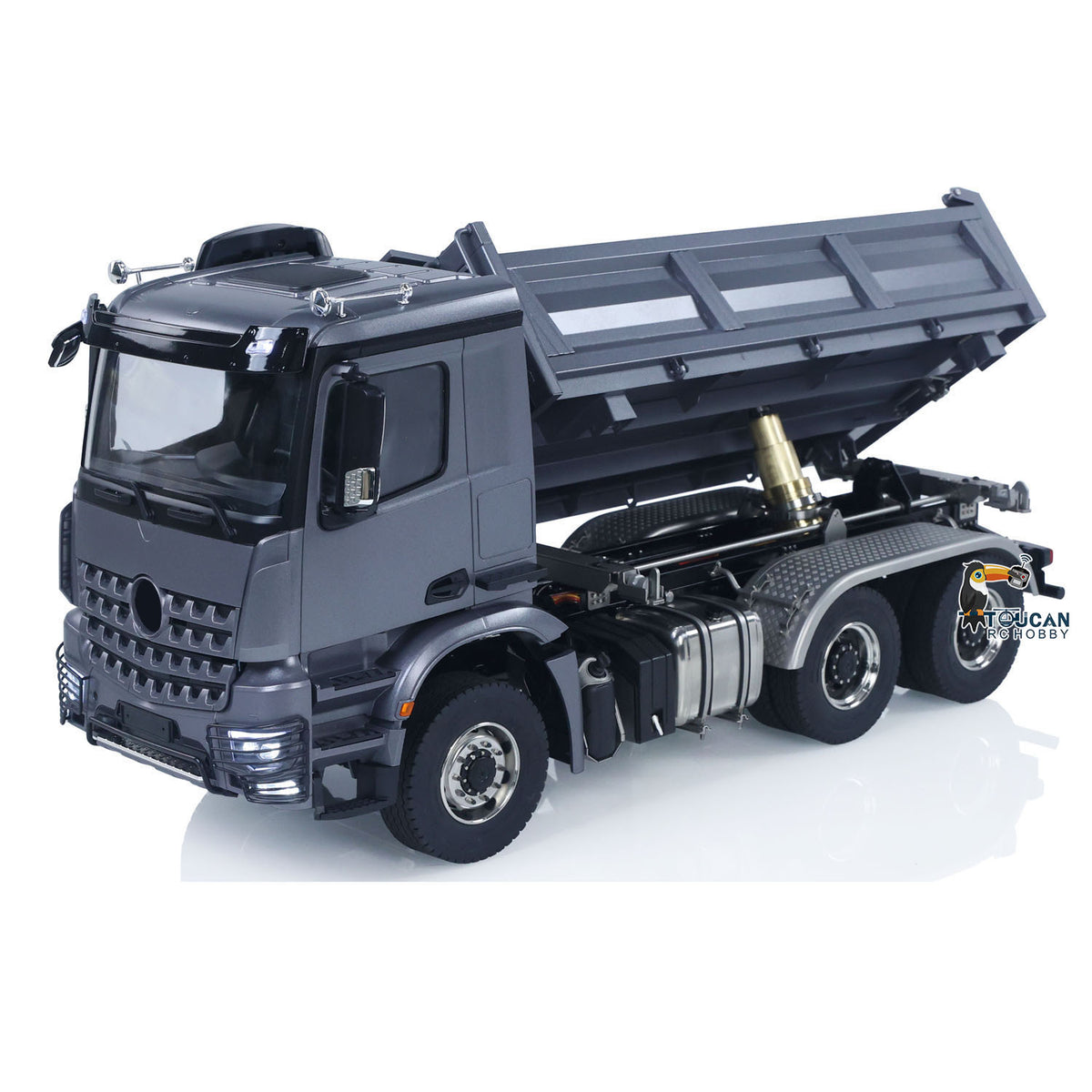 1/14 Hydraulischer RC-Muldenkipper 6x6 Metall-Funksteuerungs-Kipperwagen 3-Gang-Getriebe mit Licht-Soundsystem Differentialsperre Achsen