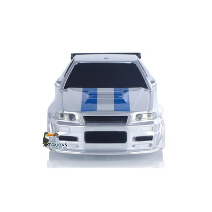 1/43 RC-Rennwagen R34 Funkgesteuertes Hochgeschwindigkeits-Driftfahrzeug 4WD RTR Mini-Autospielzeug 2,4G Funkbatterie Geschenke für Kinder