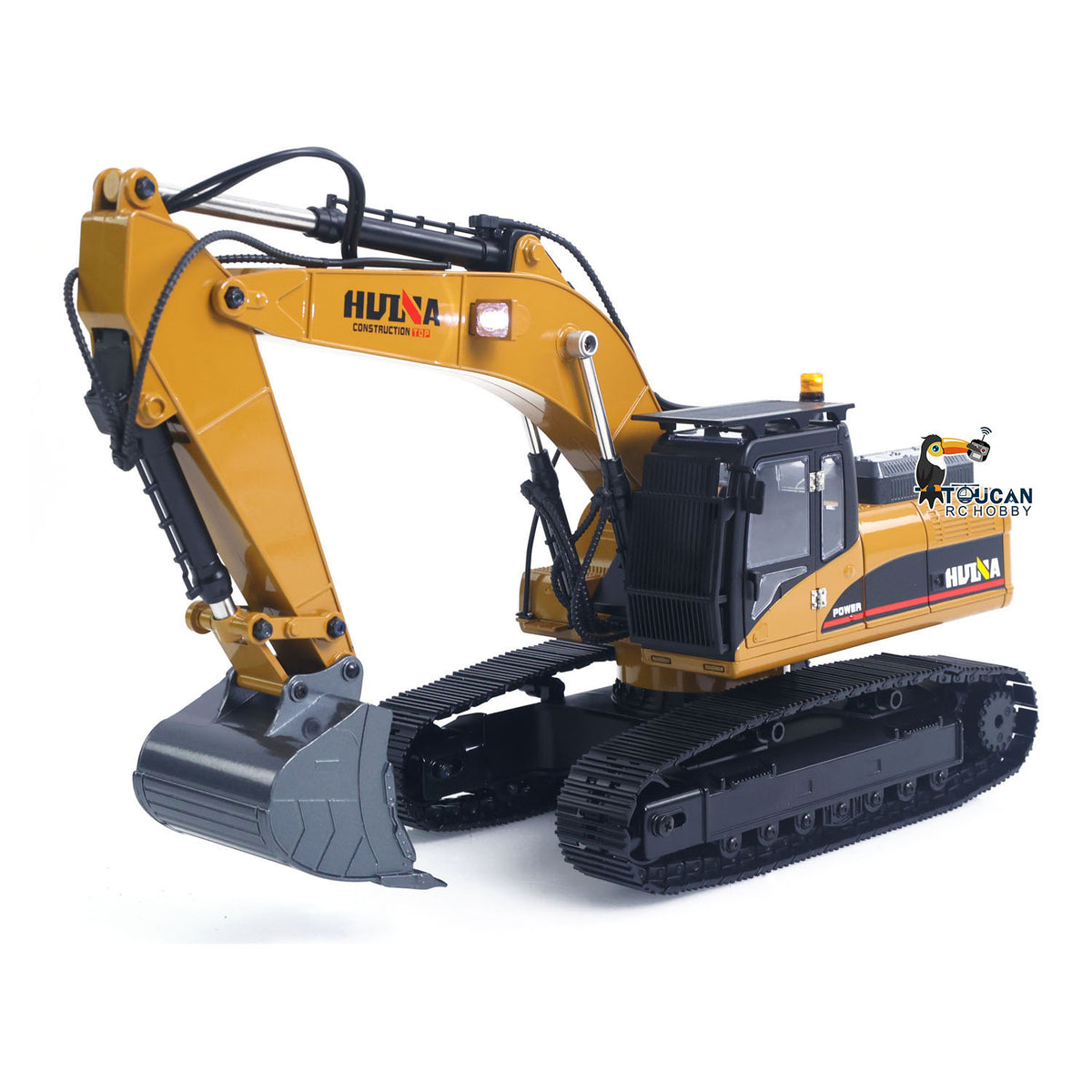 HUINA Upgrade 580 1/14 Metal Excavator Model Engineering Vehicle Electric Ball Grabber 360 Rotating Shear Claw Sound Lights