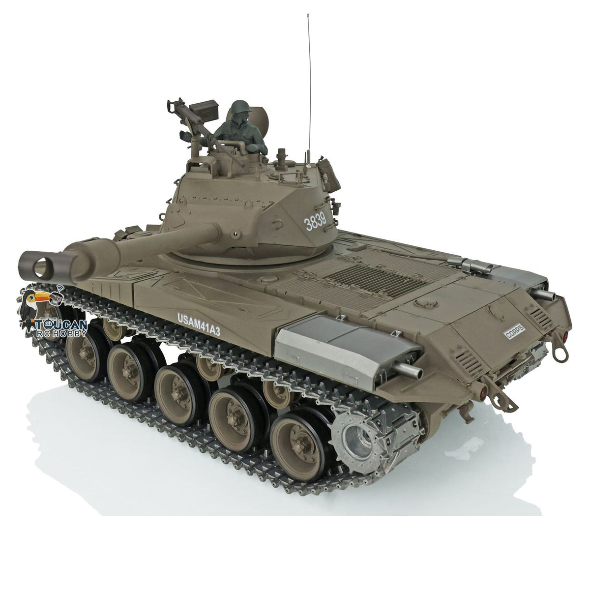Henglong 1/16 TK7.0 3838 USA M26 Pershing 3839 Walker Bulldog M41A3 RTR RC Tank 360 Degrees Turret IR BB Smoke Metal Sprockets Tracks Gearbox
