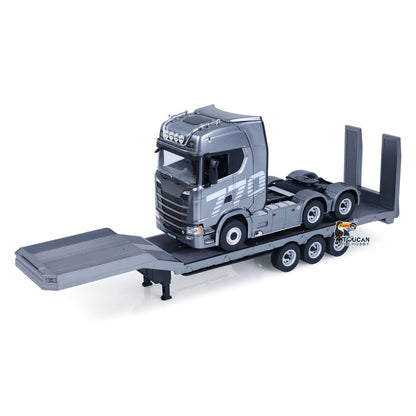 TOUCAN RC HOBBY 1/18 RC Tractor Truck Remote Control Truck 770S 3 Axle Plastic Semi Trailer Flatbed Finished Model RTR Battery Light Sound Effects
