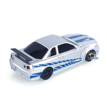 1/43 RC-Rennwagen R34 Funkgesteuertes Hochgeschwindigkeits-Driftfahrzeug 4WD RTR Mini-Autospielzeug 2,4G Funkbatterie Geschenke für Kinder