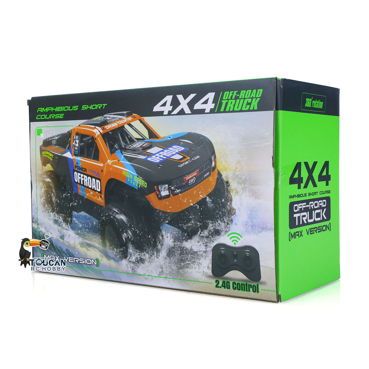 1/14 RC Offroad-Auto, Stunt-Fahrzeug, 4WD, ferngesteuert, wasserdicht, Amphibien-Pickup, Kletterauto, 7,4-V-Batterie, RTR-Modell