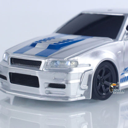 1/43 RC-Rennwagen R34 Funkgesteuertes Hochgeschwindigkeits-Driftfahrzeug 4WD RTR Mini-Autospielzeug 2,4G Funkbatterie Geschenke für Kinder