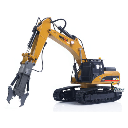 HUINA Upgrade 580 1/14 Metal Excavator Model Engineering Vehicle Electric Ball Grabber 360 Rotating Shear Claw Sound Lights