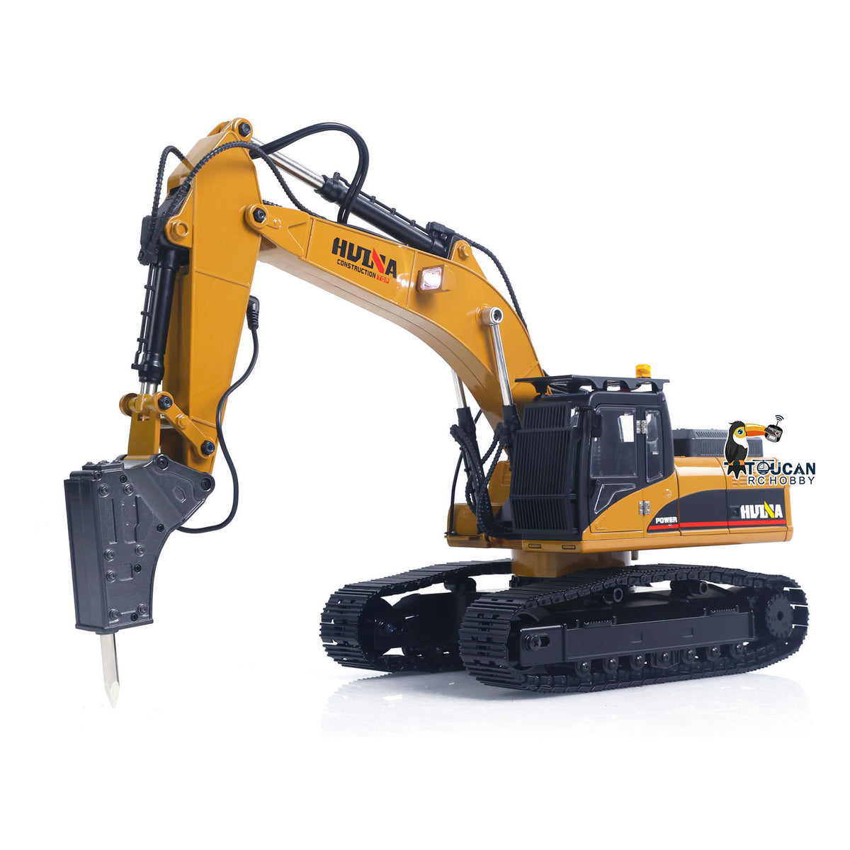 HUINA Upgrade 580 1/14 Metal Excavator Model Engineering Vehicle Electric Ball Grabber 360 Rotating Shear Claw Sound Lights