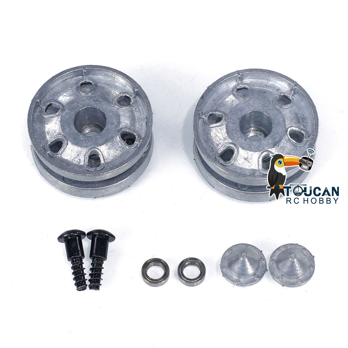 TOUCAN RC HOBBY 1 Pair Metal Sprockets Driving Wheels With Wheel Caps for 1/16 Heng Long RC Tank British Challenger II 3908 Accessories