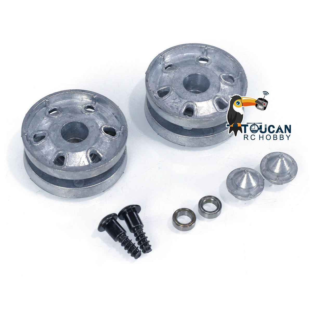 TOUCAN RC HOBBY 1 Pair Metal Sprockets Driving Wheels With Wheel Caps for 1/16 Heng Long RC Tank British Challenger II 3908 Accessories