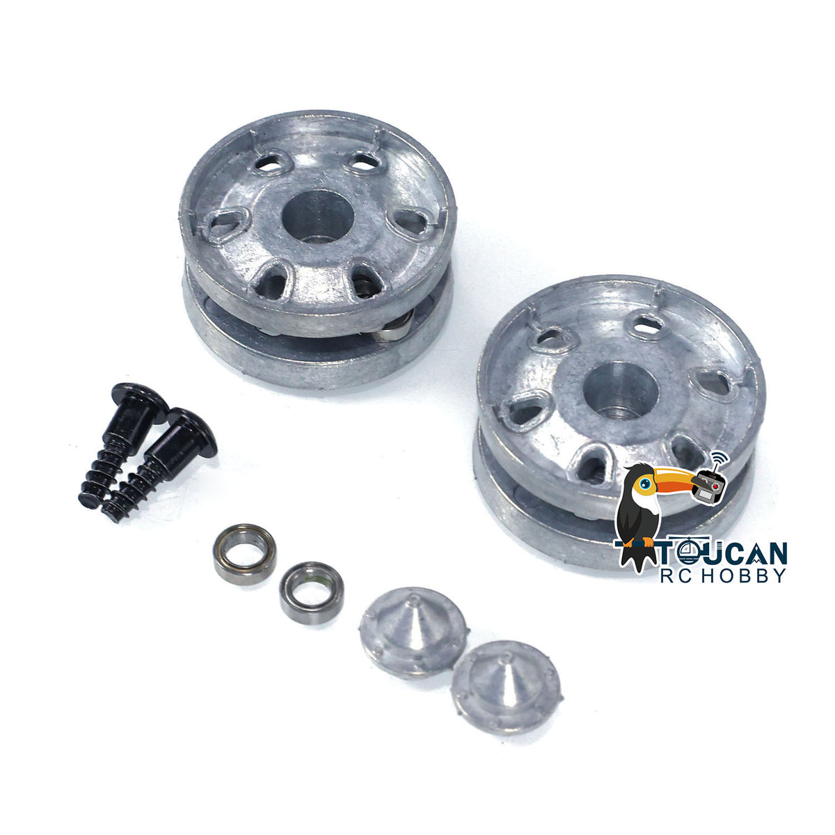 TOUCAN RC HOBBY 1 Pair Metal Sprockets Driving Wheels With Wheel Caps for 1/16 Heng Long RC Tank British Challenger II 3908 Accessories