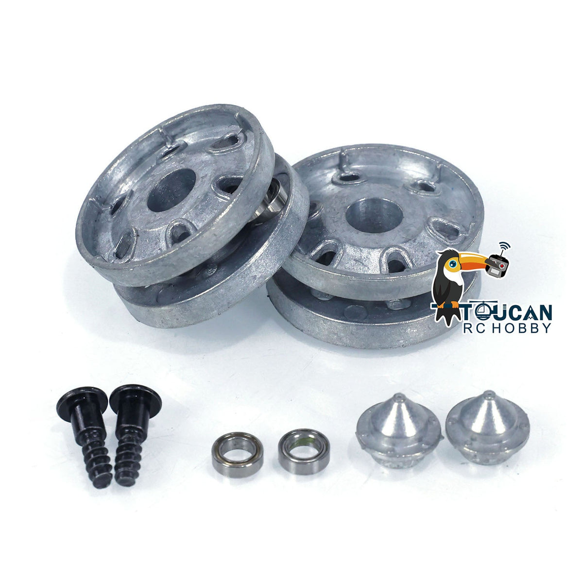 1 Pair Metal Idlers With Bearings Wheel Caps Replacement Parts for Heng Long 1/16 RC Battle Tanks UK Challenger II 3908 Models