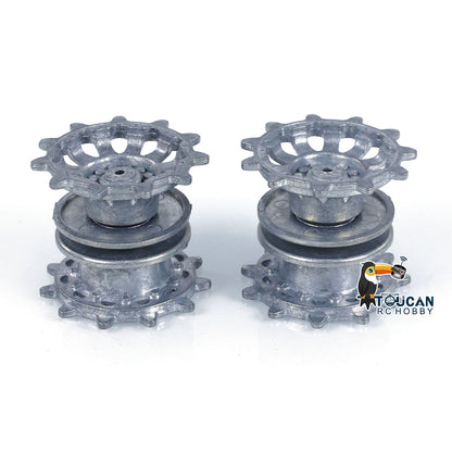 TOUCAN RC HOBBY 1 Pair Metal Sprockets Driving Wheels With Wheel Caps for 1/16 Heng Long RC Tank British Challenger II 3908 Accessories