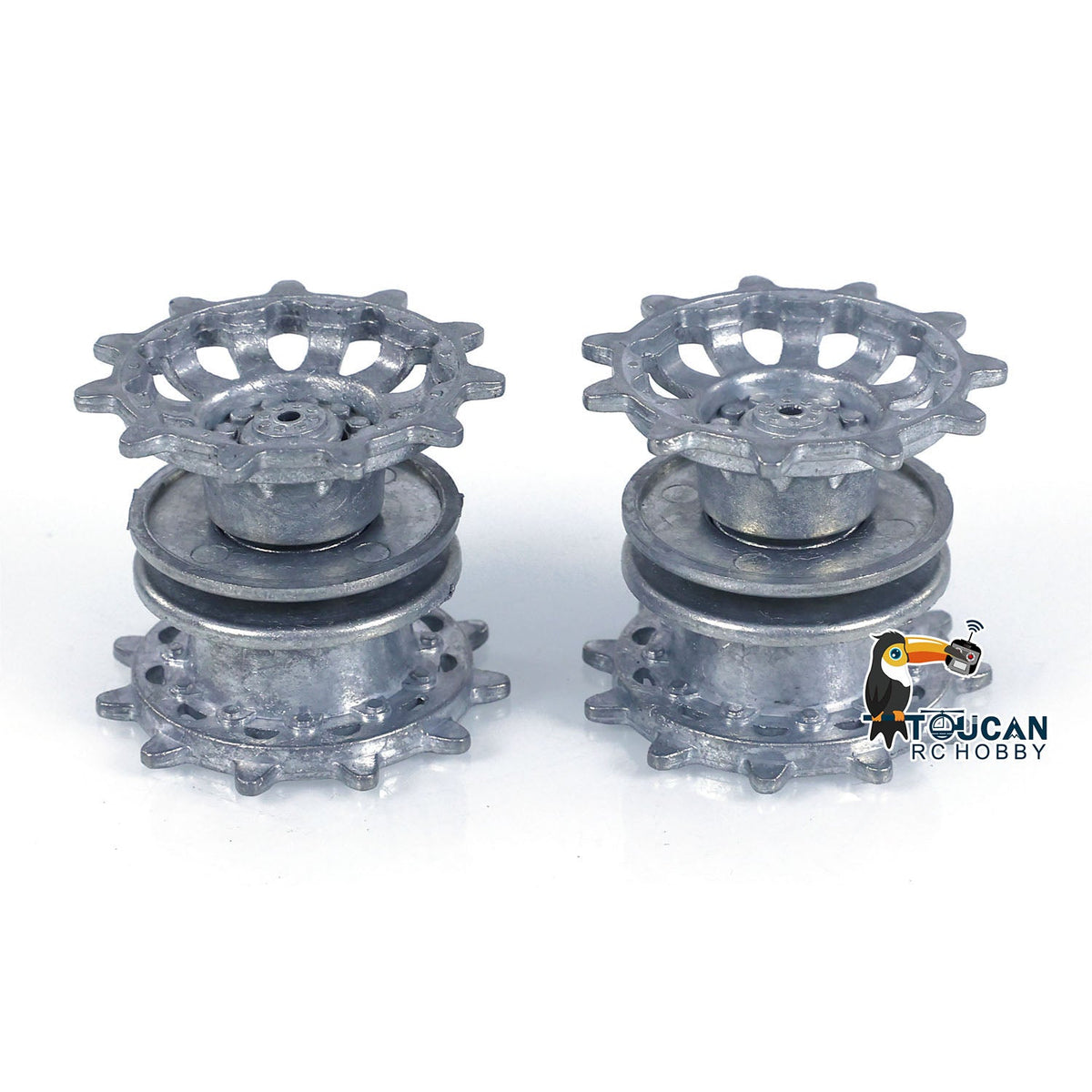 1 Pair Metal Sprockets Driving Wheels With Wheel Caps for 1/16 Heng Long RC Tank British Challenger II 3908 Accessories