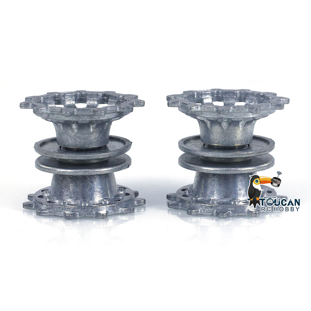 TOUCAN RC HOBBY 1 Pair Metal Sprockets Driving Wheels With Wheel Caps for 1/16 Heng Long RC Tank British Challenger II 3908 Accessories