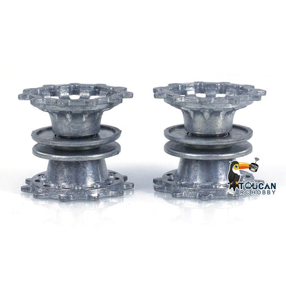 1 Pair Metal Sprockets Driving Wheels With Wheel Caps for 1/16 Heng Long RC Tank British Challenger II 3908 Accessories