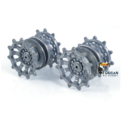 TOUCAN RC HOBBY 1 Pair Metal Sprockets Driving Wheels With Wheel Caps for 1/16 Heng Long RC Tank British Challenger II 3908 Accessories