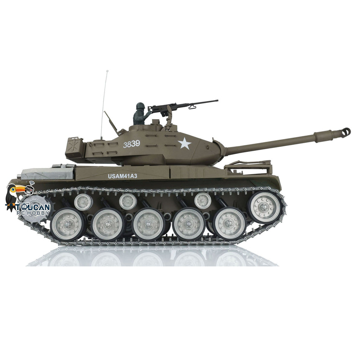 Henglong 1/16 TK7.0 3839 USA Walker Bulldog RTR RC Tank FPV 360 Degrees Turret IR BB Smoke Metal Sprockets Idlers Road Wheels Gearbox Tracks