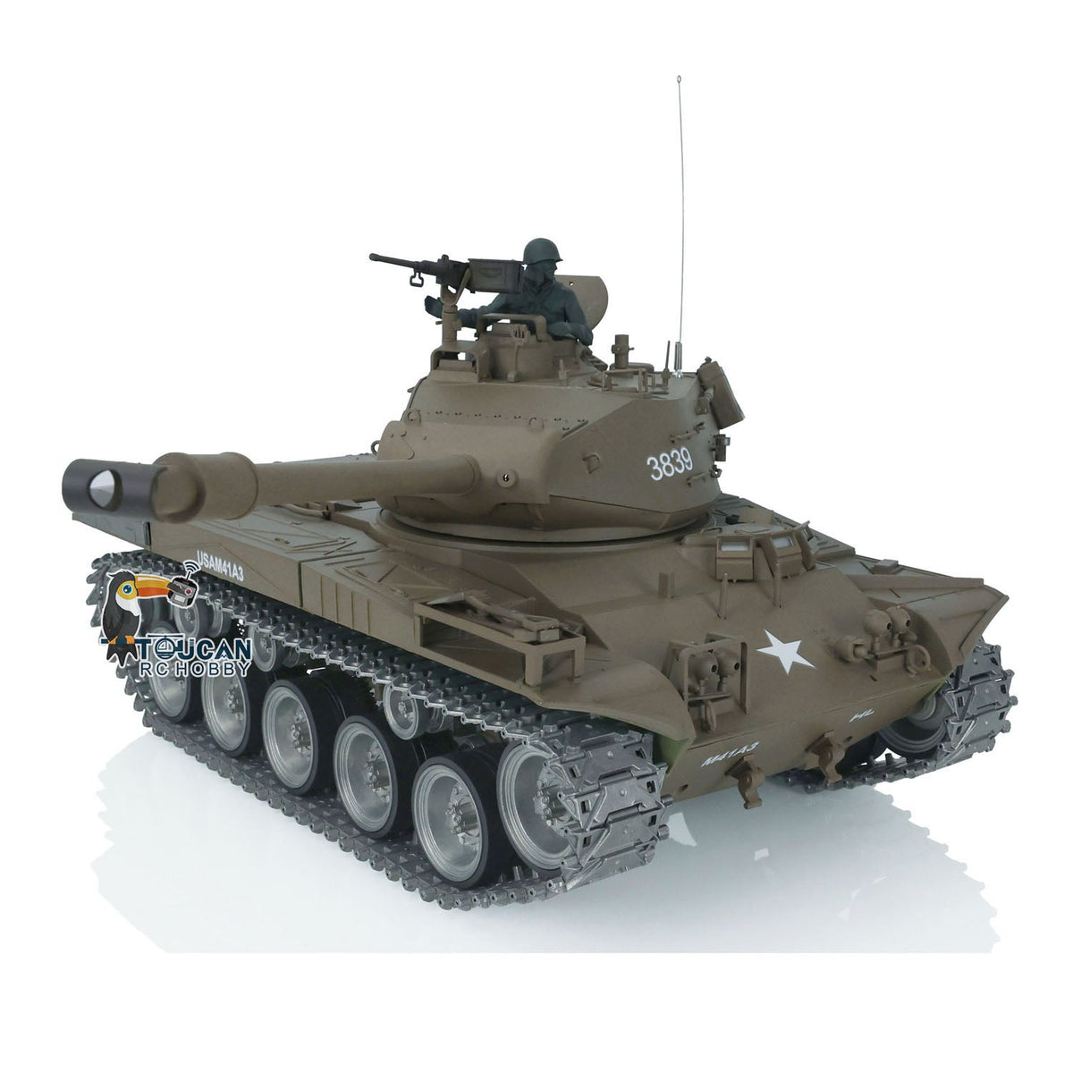 Henglong 1/16 TK7.0 3839 USA Walker Bulldog RTR RC Tank FPV 360 Degrees Turret IR BB Smoke Metal Sprockets Idlers Road Wheels Gearbox Tracks