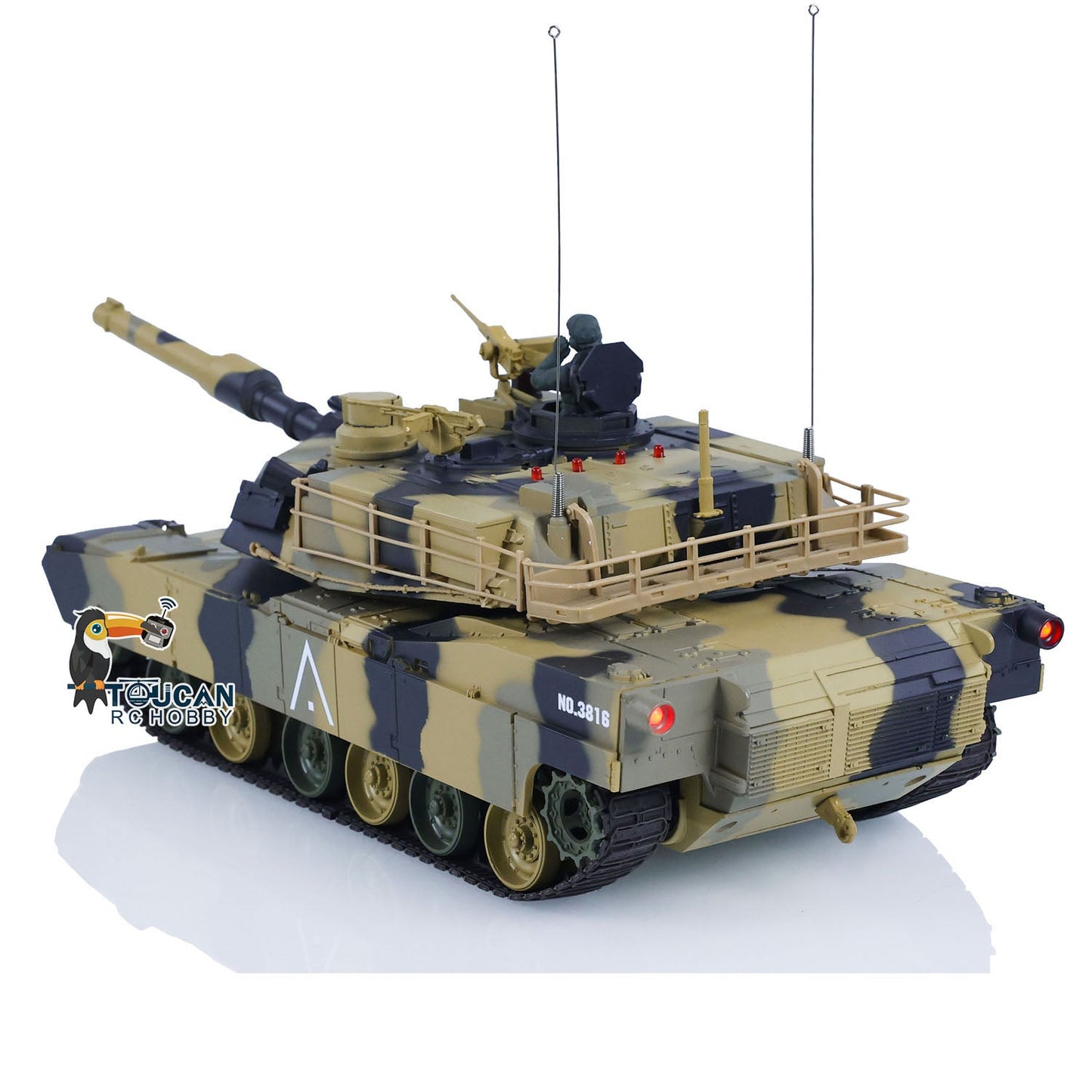 Henglong 1/24 Plastic 3816 AbramsM1A2 RC Tank Model with Infrared Combat Turret Elevation and Depression Sound Light