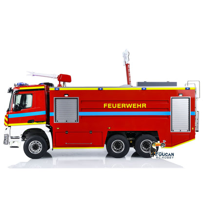 YLL 1/14 6x6 Metal Chassis Fire Fighting Truck Remote Control Engineering Car 2-Speed Transmission Differential Lock Axles Light Sound ST8 Radio