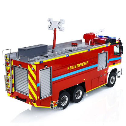 YLL 1/14 6x6 Metal Chassis Fire Fighting Truck Remote Control Engineering Car 2-Speed Transmission Differential Lock Axles Light Sound ST8 Radio