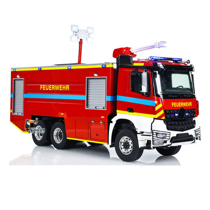 YLL 1/14 6x6 Metal Chassis Fire Fighting Truck Remote Control Engineering Car 2-Speed Transmission Differential Lock Axles Light Sound ST8 Radio