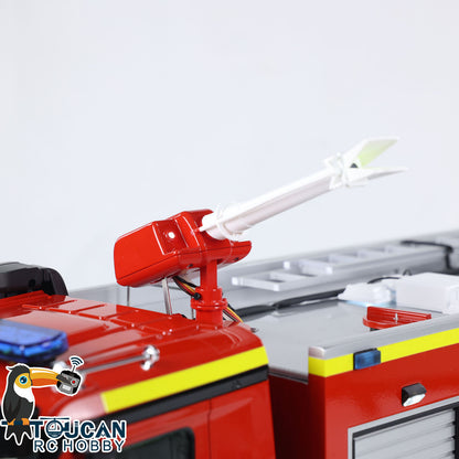 YLL 1/14 6x6 Metal Chassis Fire Fighting Truck Remote Control Engineering Car 2-Speed Transmission Differential Lock Axles Light Sound ST8 Radio