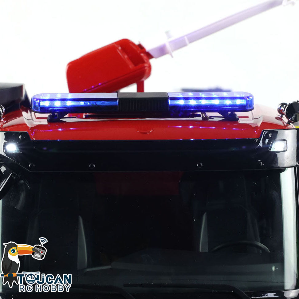 YLL 1/14 6x6 Metal Chassis Fire Fighting Truck Remote Control Engineering Car 2-Speed Transmission Differential Lock Axles Light Sound ST8 Radio