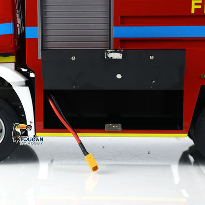 YLL 1/14 6x6 Metal Chassis Fire Fighting Truck Remote Control Engineering Car 2-Speed Transmission Differential Lock Axles Light Sound ST8 Radio