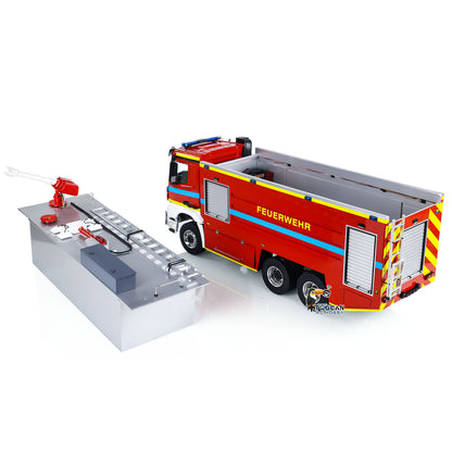 YLL 1/14 6x6 Metal Chassis Fire Fighting Truck Remote Control Engineering Car 2-Speed Transmission Differential Lock Axles Light Sound ST8 Radio
