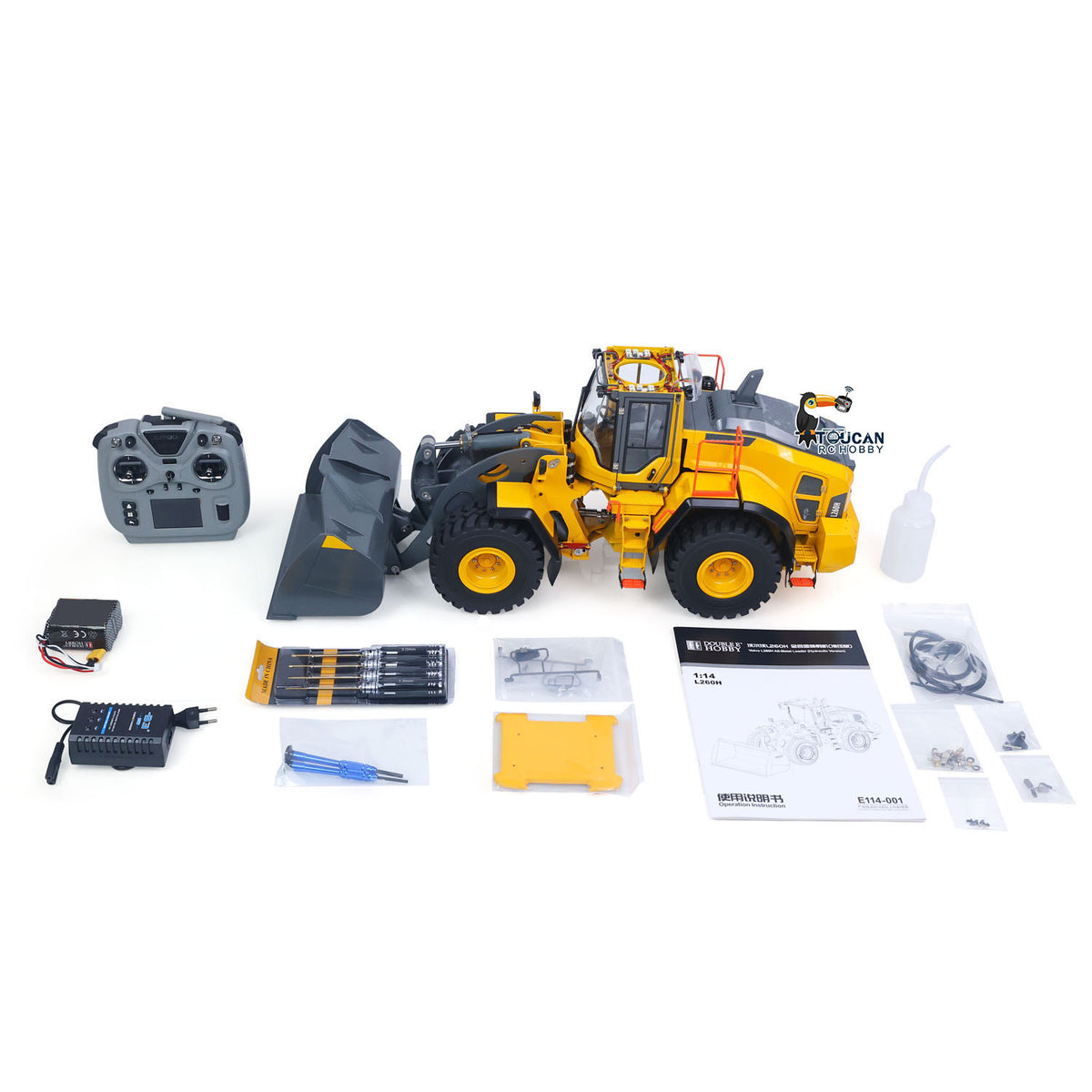 Pre-Order Double E Metal 1/14 4X4 Remote Control Hydraulic Loader L260H Axle Locks 2Speed Gearbox Brushless Motor Battery RTR Light System