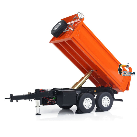 TOUCAN RC HOBBY LESU A0051-C 1/14 Metal Full Dump Trailer 2-Axle Heavy Haul Transport Vehicle Electric Landing Legs LED Lights for RC Tractor Truck DIY Models for Model Enthusiast