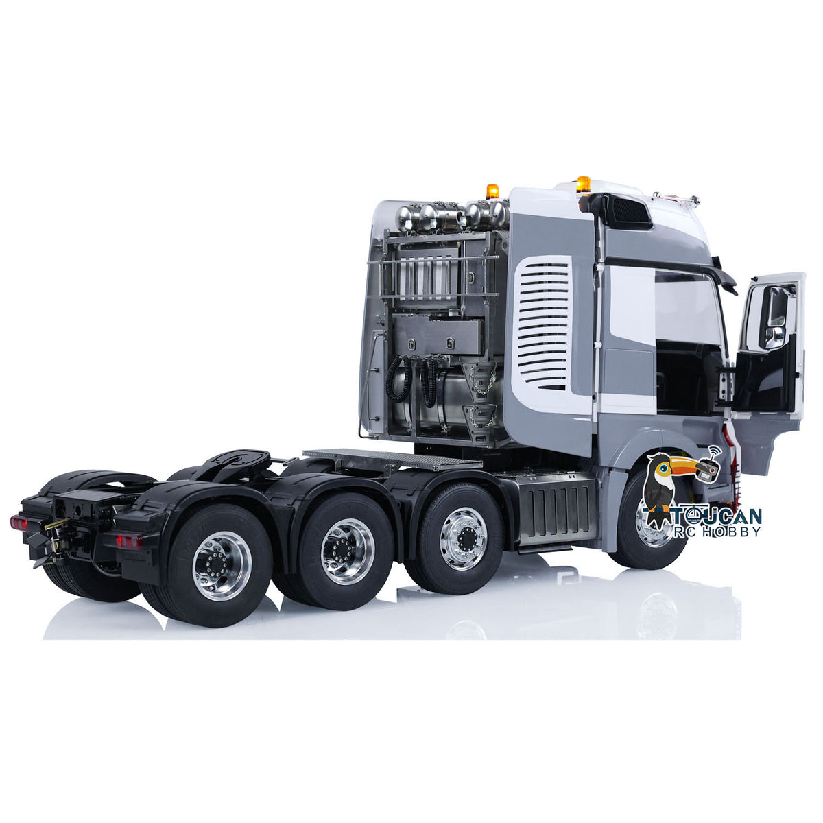 TOUCAN Lackiertes 8x8 Schwermetall-Chassis RC-Sattelzugmaschine 1/14 Funkgesteuerte Autos Raucheinheit Sound für Tamiya 1851 3363