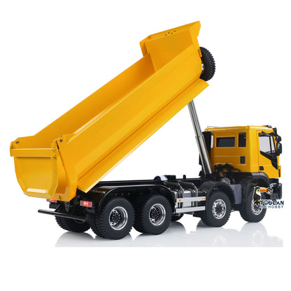 MD 8x8 1/14 Metal Hydraulic Dump Tipper Truck CNC 2-Speed Transmission Differential Lock Axles Sound Light System FlySky ST8 Remote Controller