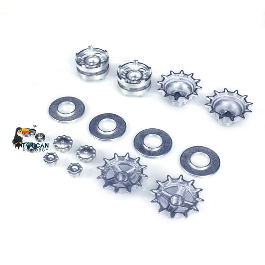TOUCAN RC HOBBY 1Pair Metal Sprockets Driving Wheels 1pair Idlers Wheels for 1:16 Heng Long RC Tanks Russia T90 3938 Models Replacements