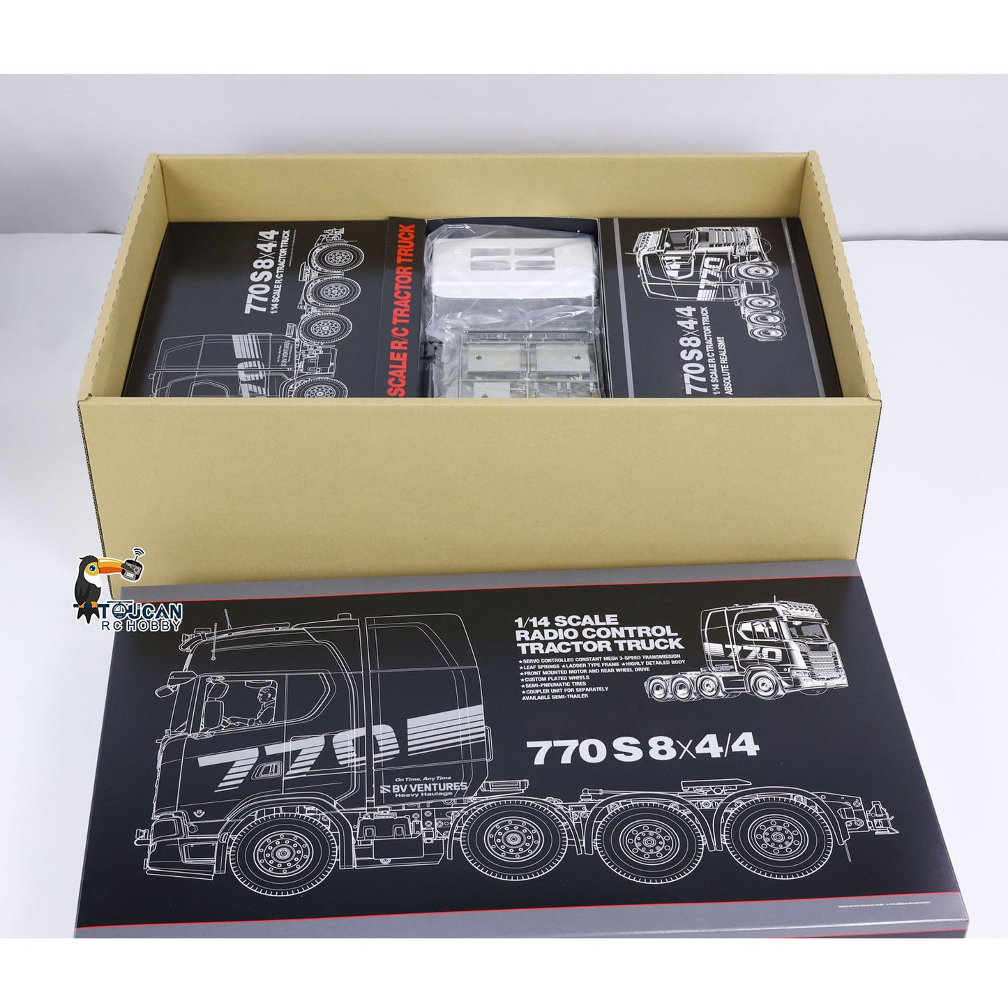 Vorbestellung 1/14 8X4 770S 56371 RC Sattelzugmaschine Funkgesteuerte Autosimulation Unmontierter, unbemalter Modellbausatz 3-Gang-Getriebemotor