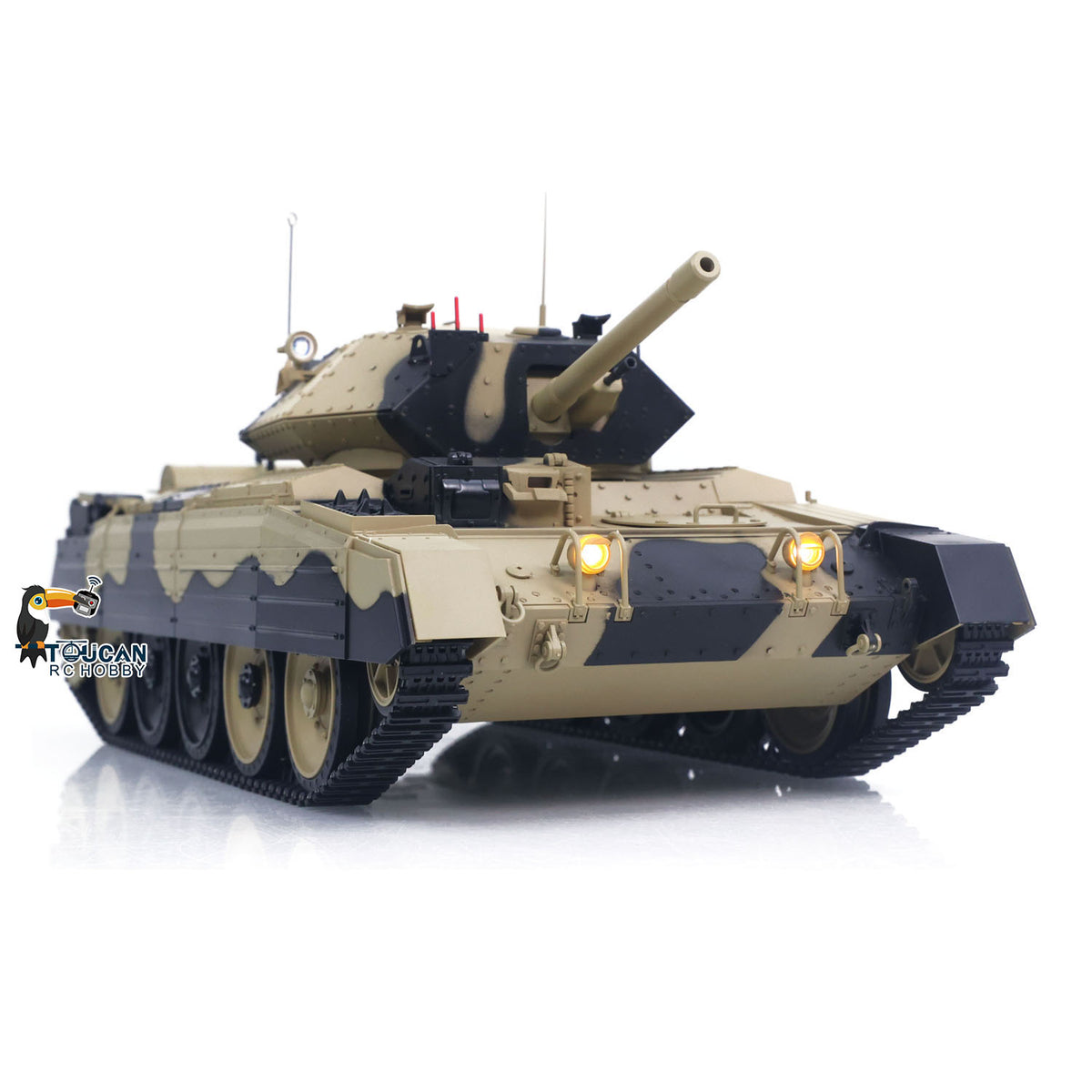 TOUCAN RC HOBBY Fast Free Shipping 1/16 2.4G RC Military Tank CoolBank Crusader MK III Wireless Control Battle Tank Model 360 degrees Turret Rotary Smoke Sound Lights RTR