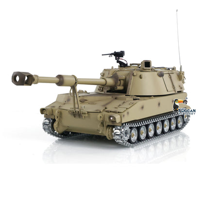 Tongde M109A2 RC-Militärpanzer im Maßstab 1/16, selbstfahrende Haubitze, Metallräder, LED-Leuchten, Rauchgenerator, simulierte Soundeffekte