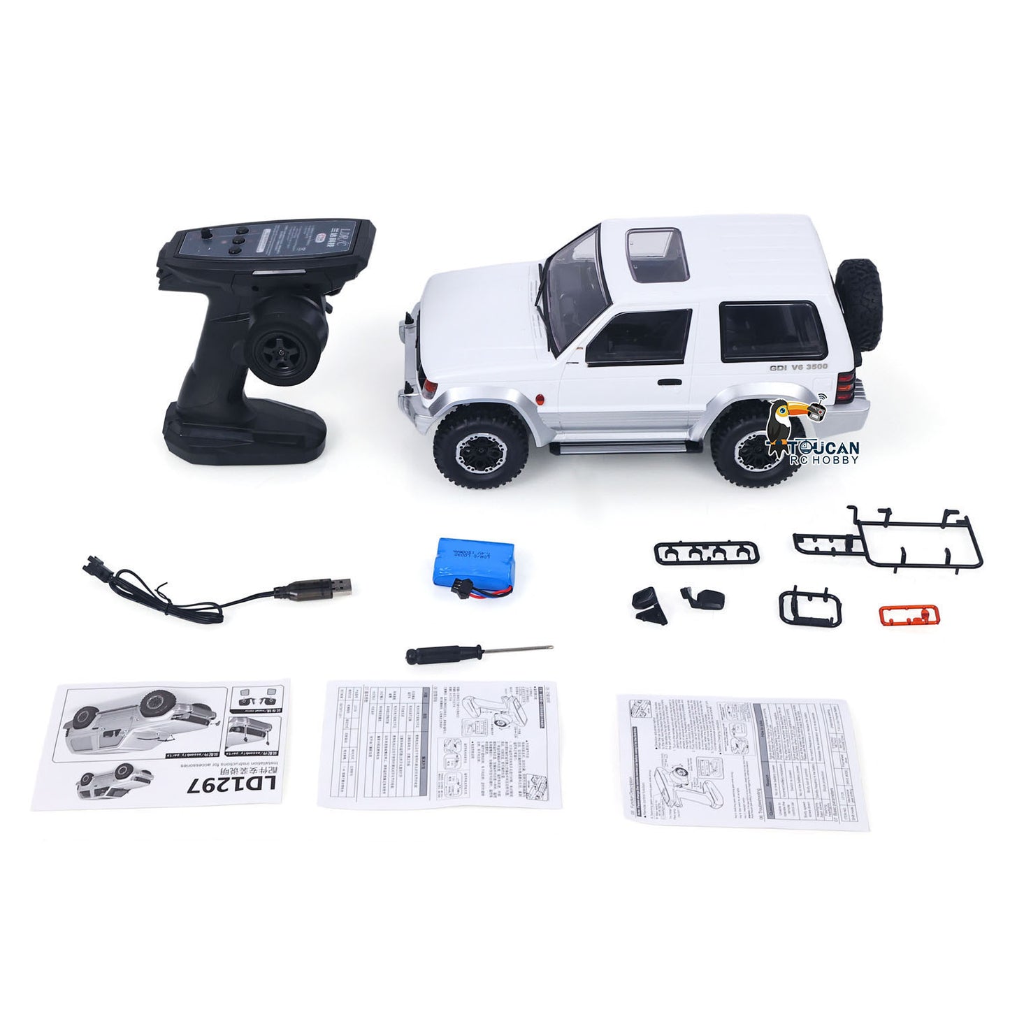 Plastic Shell 1/14 Remote Control Crawler LDRC LD1297S 4x4 RC Off Road Car 2Speed Gearbox Metal Gears 380 Brushed Motor RTR