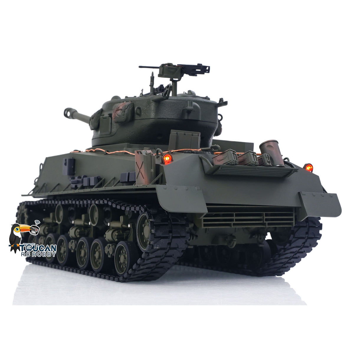 1/16 Remote Control Tank Sherman M4A3 E8 Fury Barrel IR BB Barrel Elevation Smoke Unit Metal Chassis Road Wheels 360 Rotation