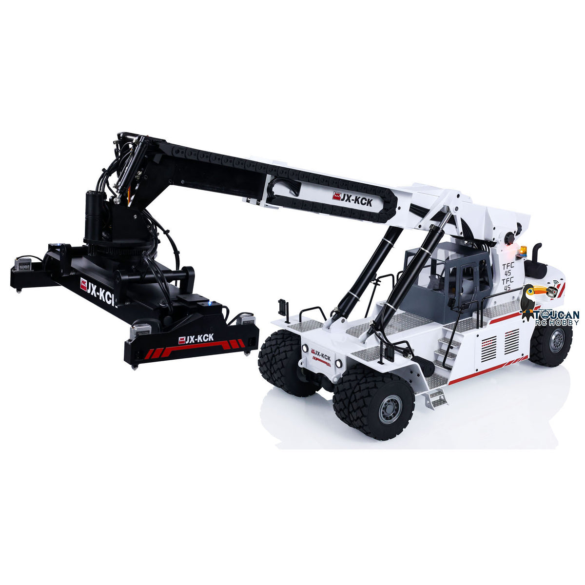 JX-KCK TFC45 1/14 RC Hydraulischer Reach Stacker Funkgesteuerter Containerstapler Lackiertes, montiertes Modell PNP-Version