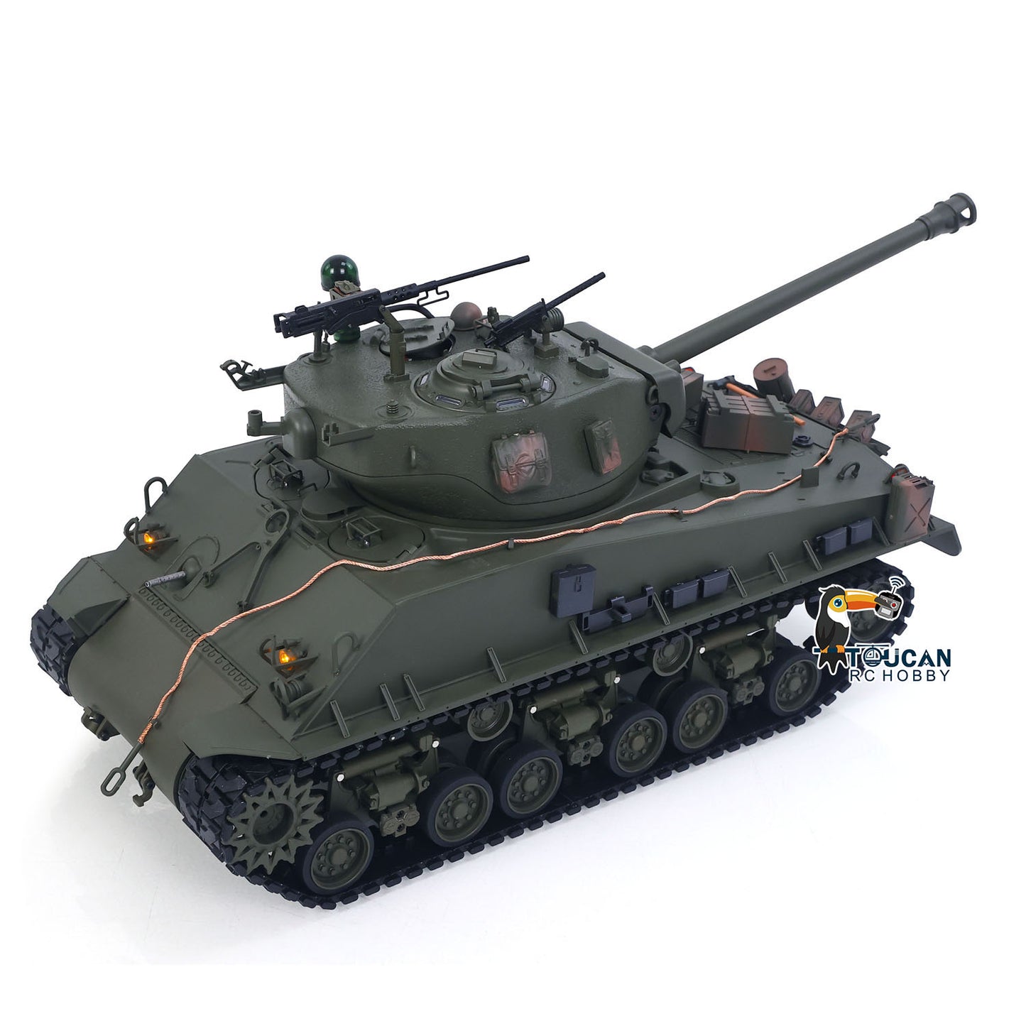1/16 Remote Control Tank Sherman M4A3 E8 Fury Barrel IR BB Barrel Elevation Smoke Unit Metal Chassis Road Wheels 360 Rotation