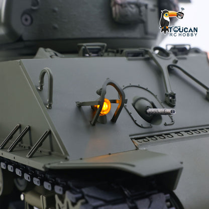 TOUCAN RC HOBBY Fast Free Shipping 1/16 Remote Control Tank Sherman M4A3 E8 Fury Barrel IR BB Barrel Elevation Smoke Unit Metal Chassis Road Wheels 360 Rotation
